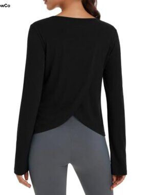 Women's Open Back Long Sleeve Athletic Top with Thumb Holes
